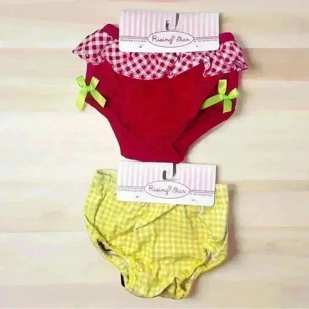2 NEW Baby Girl Boutique Diaper Covers Strawberry & Bumblebee Design 0-12 Mon.